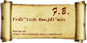 Frölich Benjámin névjegykártya